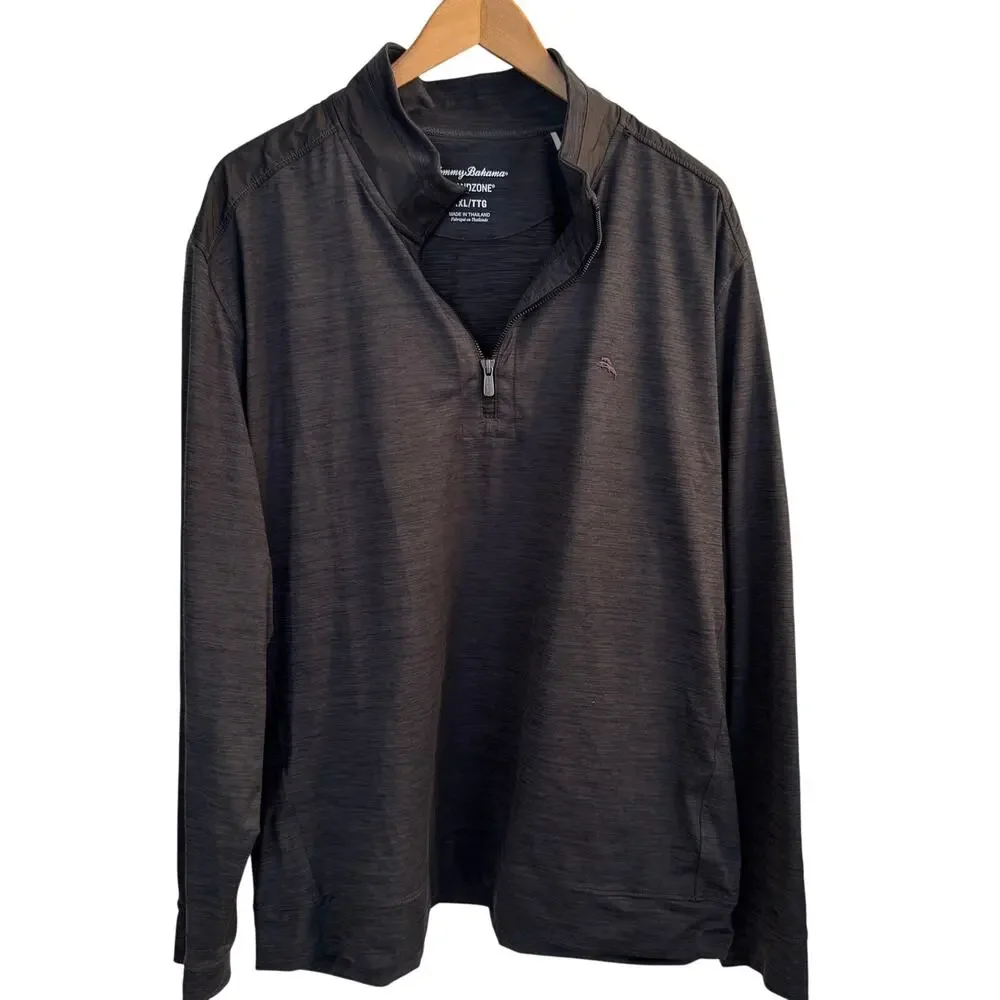 Tommy Bahama‎ Jacket Men's Gray 1/4 Zip Long Sleeve Island Zone Sz XXL